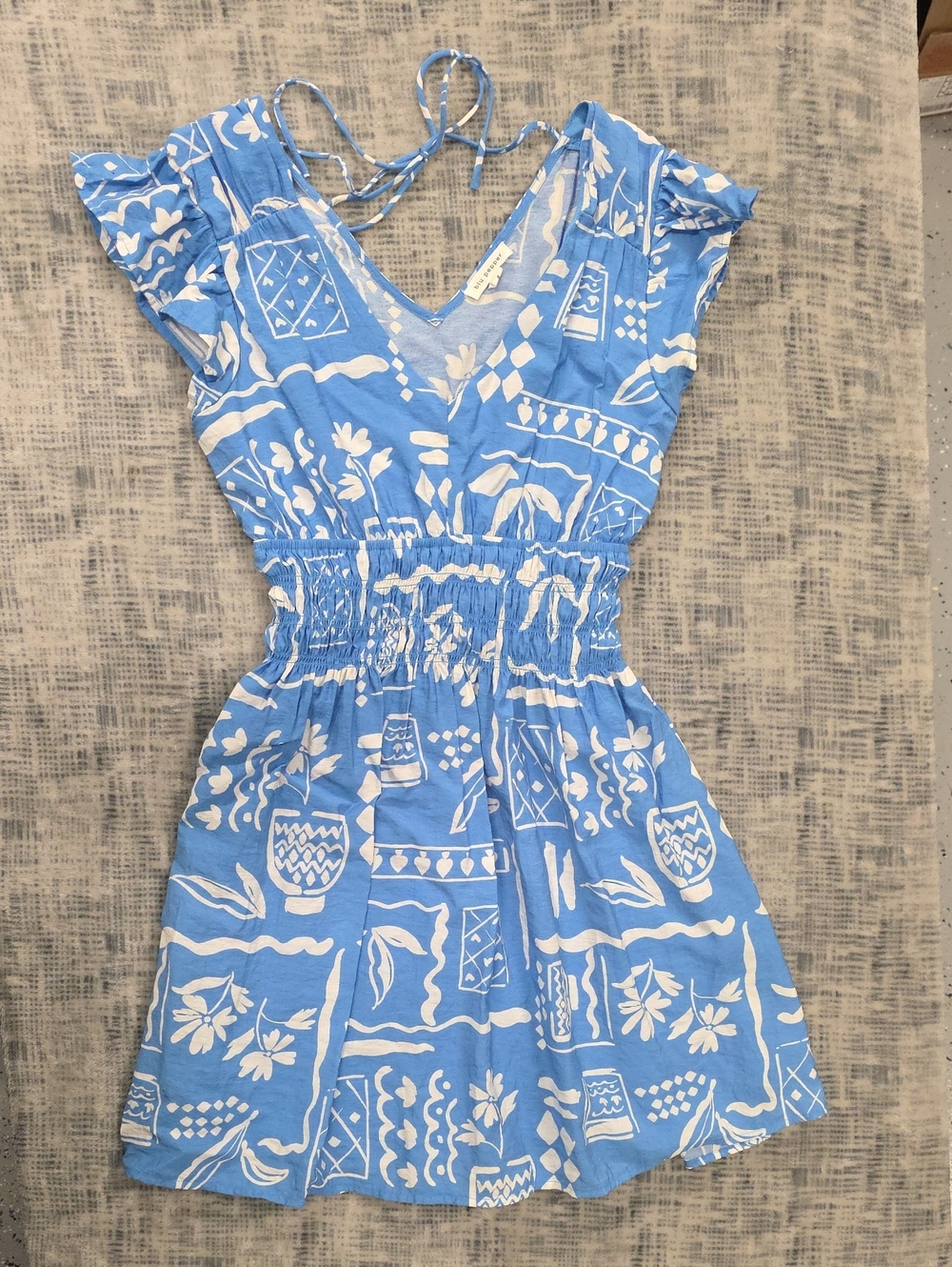 Blu Pepper Blue and White Floral Print Dress